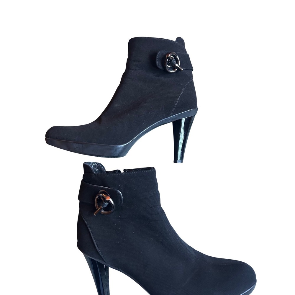 Stuart Weitzman Ankle Boots 8.5 Black Excellent Platform Toggle Stretch